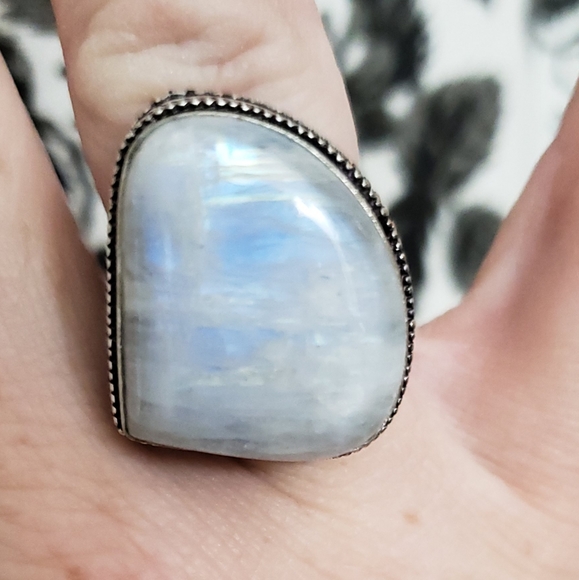 New Rainbow Moonstone 925 Silver Ring. - Picture 7 of 8